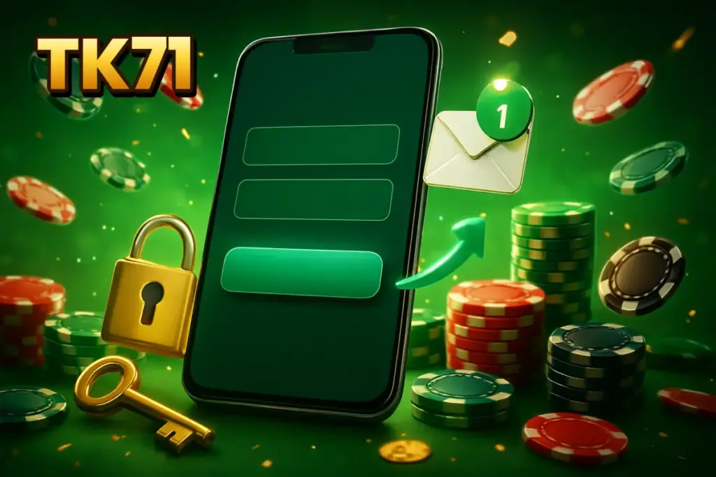 TK71 phone login form with username field, password field, padlock and OTP message for secure sign-in
